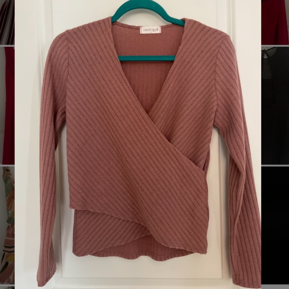 Deep V blush sweater
